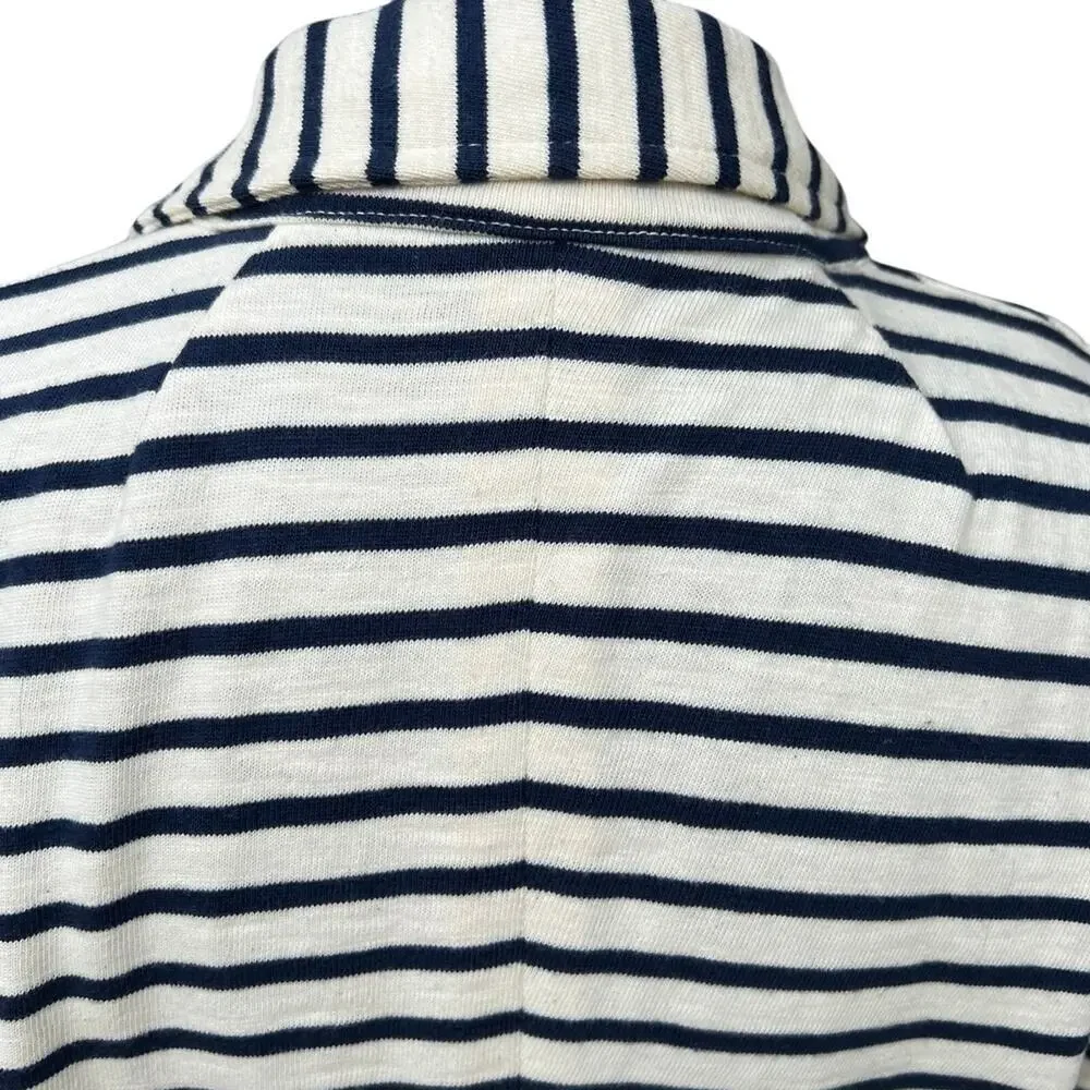 J.CREW size M blazer cream with navy stripes cotton - Picture 8 of 11